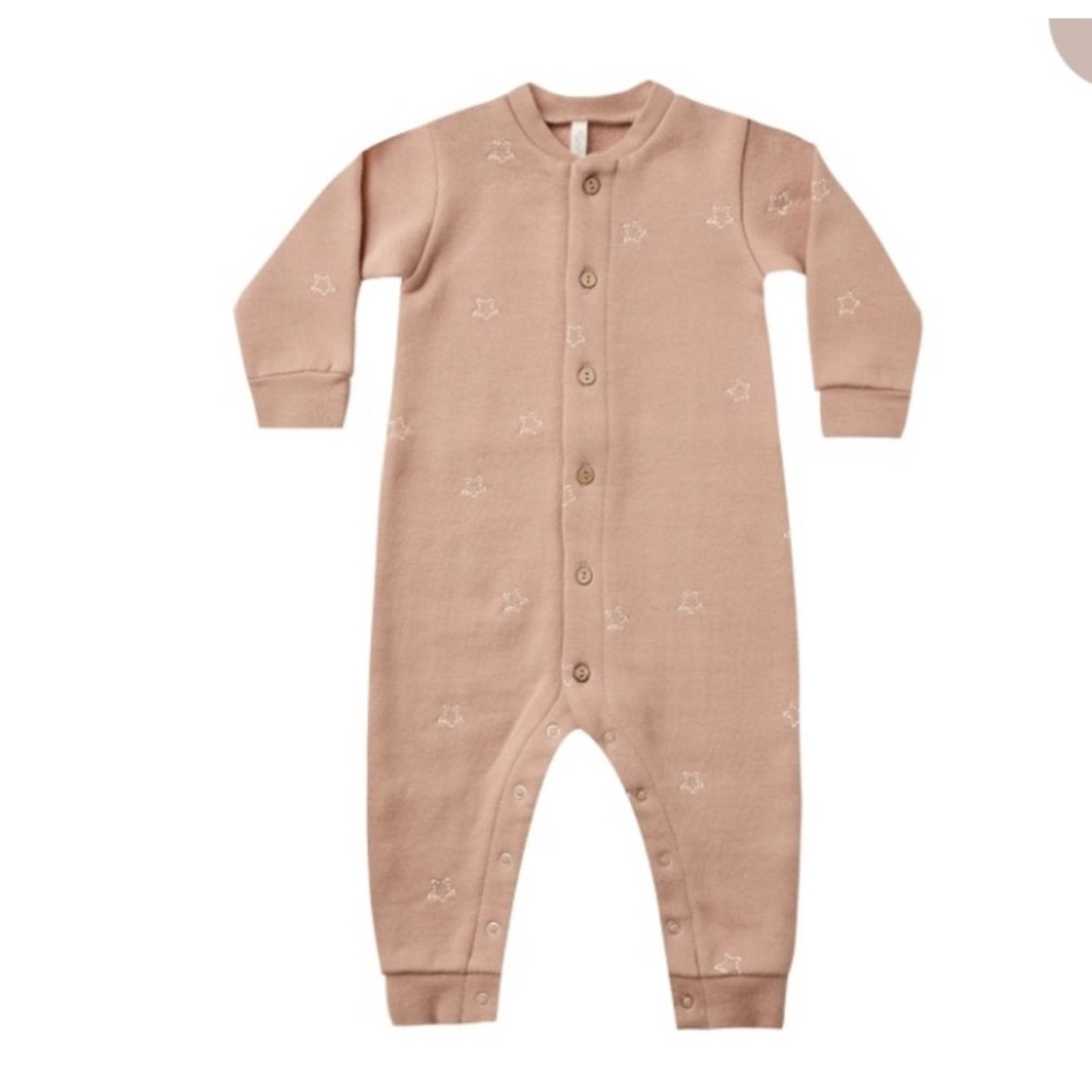 Rylee and Cru Button Down Jumpsuit Dusty Rose Stars
